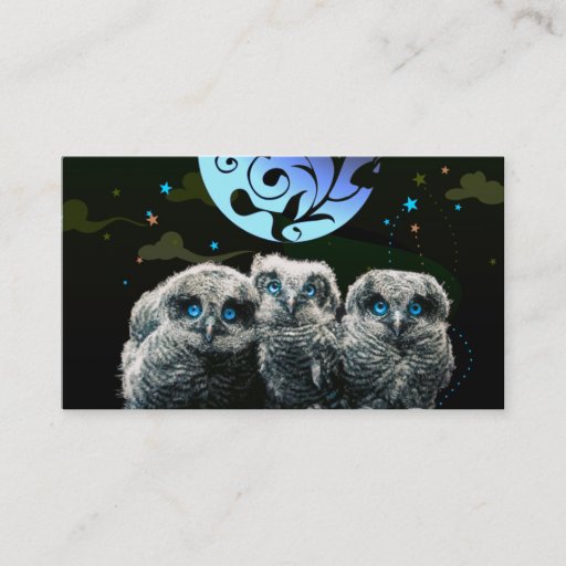 Customizable Baby Owls Under The Moonlight Business Cards