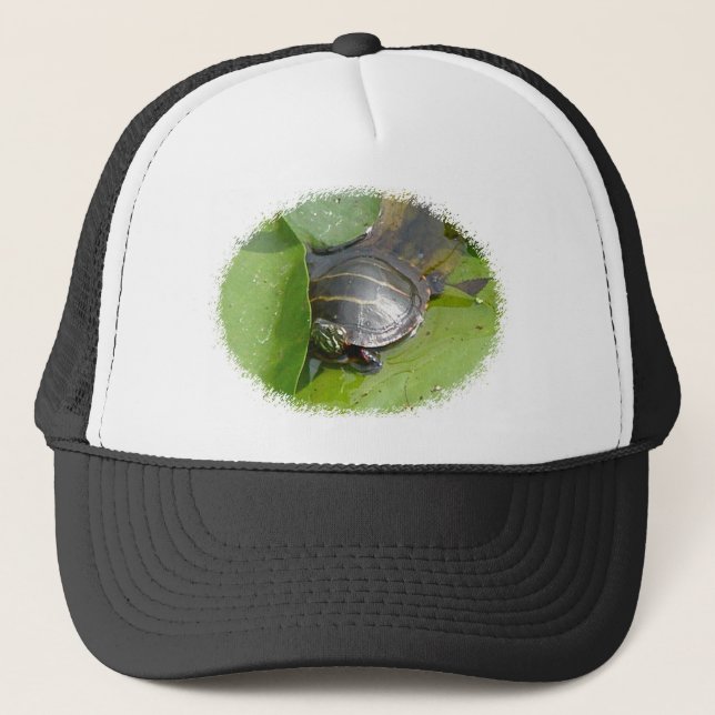 Baby Painted Turtle on Lilypad Items Trucker Hat (Front)