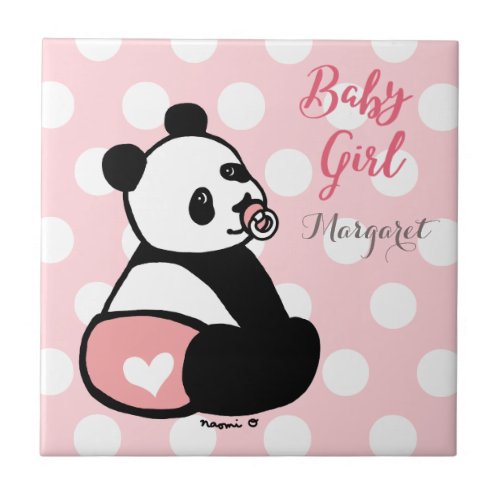 Baby Panda Baby Girl in Pink Diaper Tile