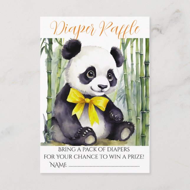 Baby Panda Baby Shower Diaper Raffle Enclosure Card (Front)