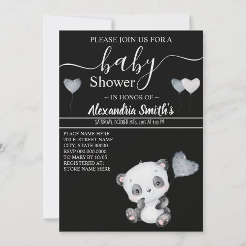 Baby Panda  Baby Shower Invitation