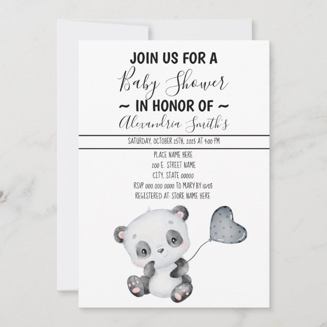 Baby Panda | Baby Shower Invitation (Front)