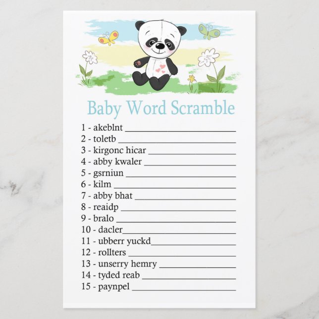 Baby panda Baby word scramble game (Front)