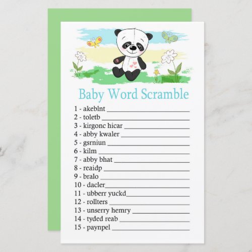 Baby panda Baby word scramble game