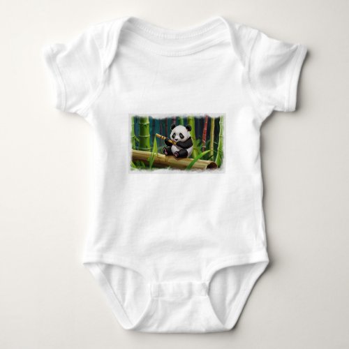 Baby Panda Bear Art for Kids Baby Bodysuit