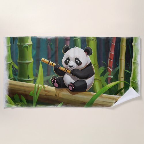 Baby Panda Bear Art for Kids Beach Towel