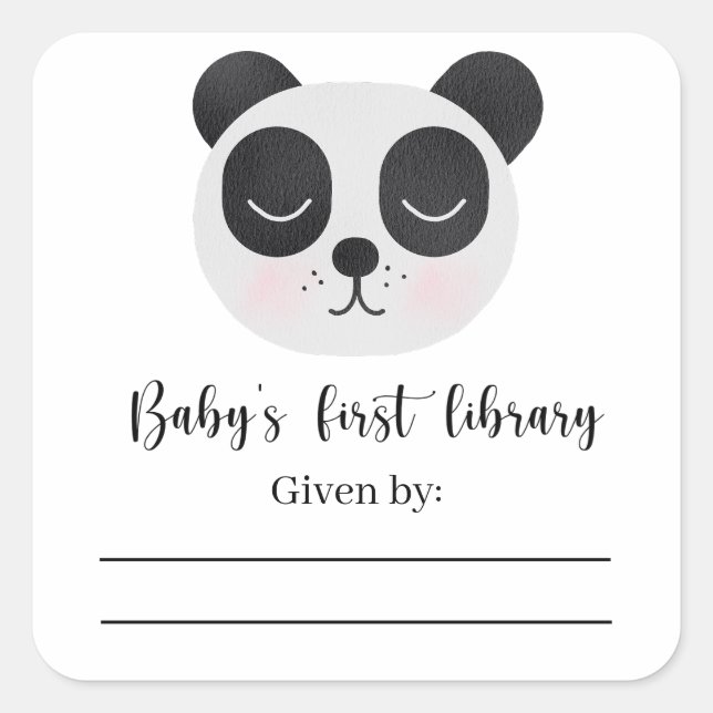 Baby Panda Bear - Baby Shower bookplate (Front)