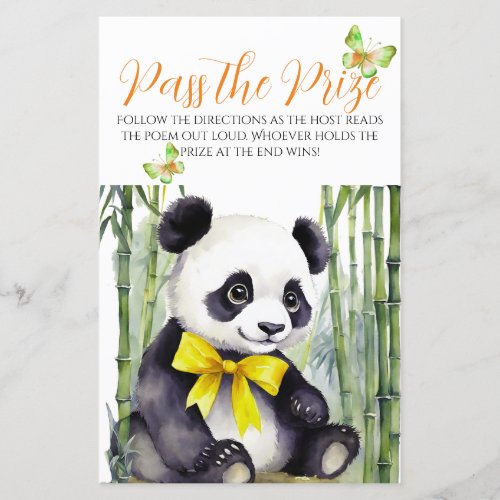 Baby Panda Bear Baby Shower Pass the Prize Game