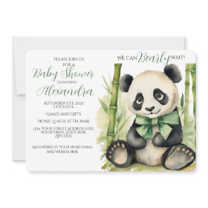 Baby Panda Bear Bearly Wait Baby Shower Invitation