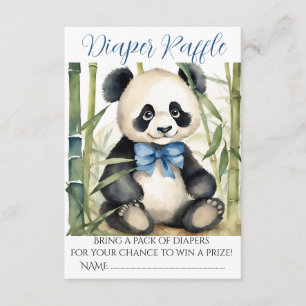 Baby Panda Bear Boy Baby Shower Diaper Raffle Enclosure Card