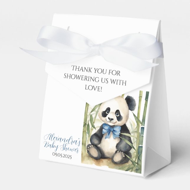 Baby Panda Bear Boy Baby Shower Favor Boxes (Front Side)