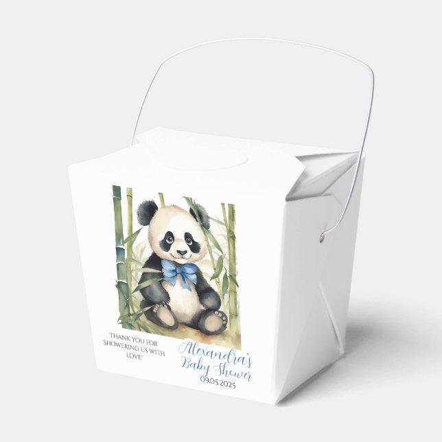 Baby Panda Bear Boy Baby Shower Favor Boxes (Front Side)