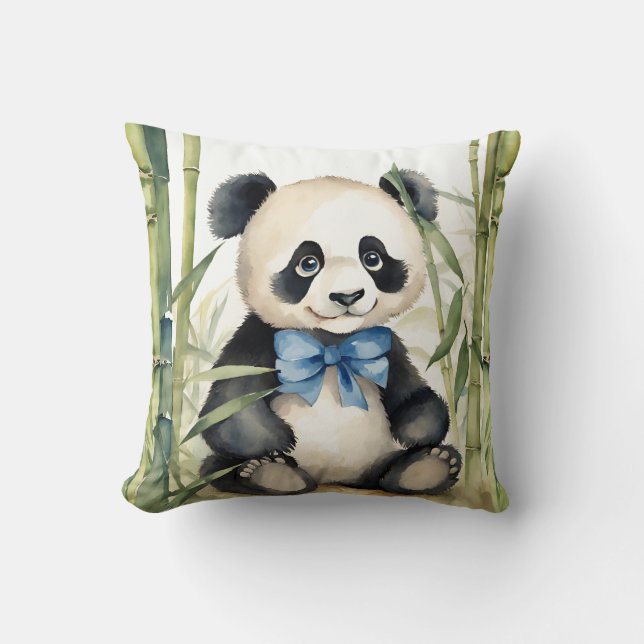 Baby Panda Bear Boys  Throw Pillow (Front)