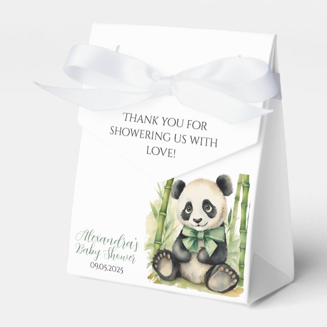 Baby Panda Bear Gender Neutral Baby Shower Favor Boxes (Front Side)