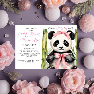Baby Panda Bear Girl Bearly Wait Baby Shower Invitation