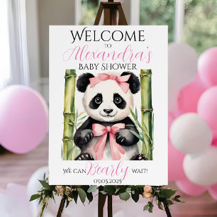 Baby Panda Bear Girls Baby Shower Welcome Foam Board