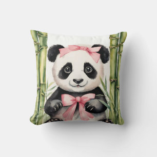 Baby Panda Bear Girls Throw Pillow