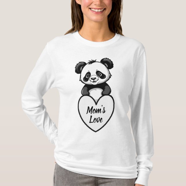 Baby Panda Bear Heart with Your Custom Message T-Shirt (Front)