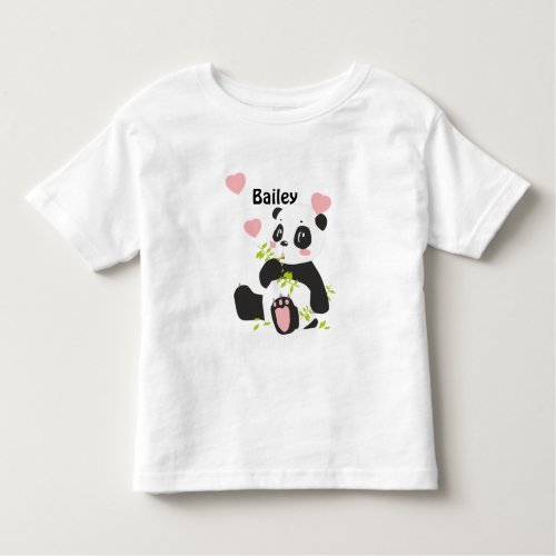 Baby Panda Bear Pink Hearts Custom Toddler T_shirt