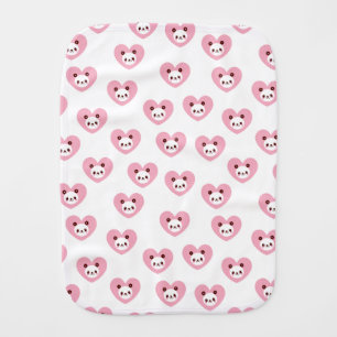 Baby Panda Bears and Hearts - Burp cloth