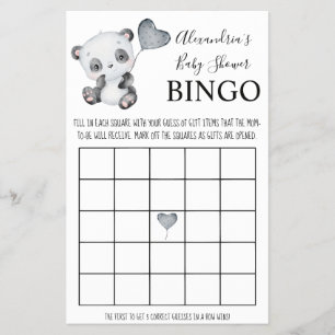 Baby Panda Bingo Baby Shower Game Card Flyer