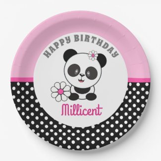 Baby Panda Birthday Paper Plate