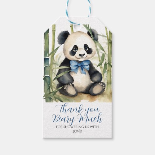 Baby Panda Boy Baby Shower Thank You Beary Much Gift Tags