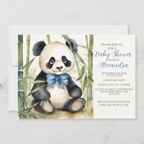 Baby Panda Boy Bearly Wait Baby Shower Invitation