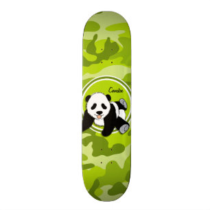 Baby Panda; bright green camo, camouflage Skateboard