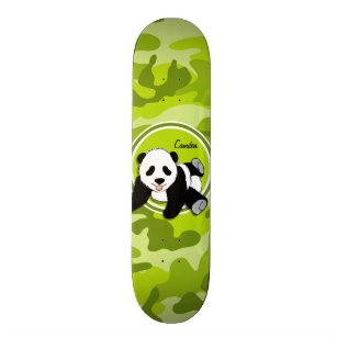 Baby Panda; bright green camo, camouflage Skateboard
