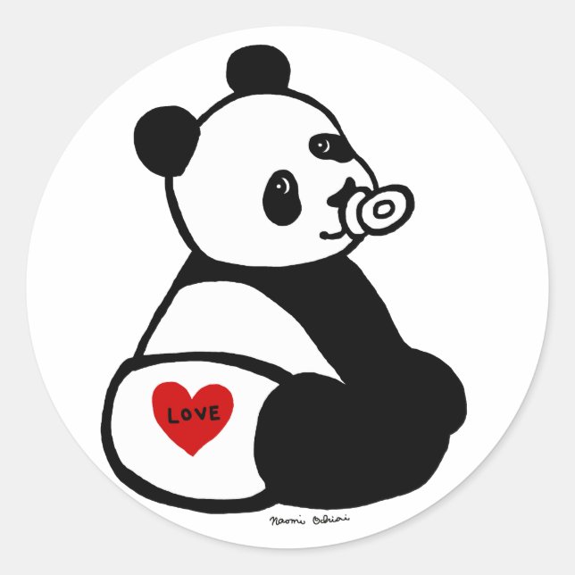 Baby Panda Cartoon Classic Round Sticker (Front)
