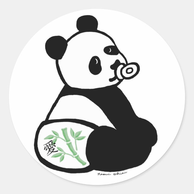 Baby Panda Cartoon Classic Round Sticker (Front)