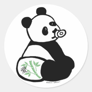 Baby Panda Cartoon Classic Round Sticker