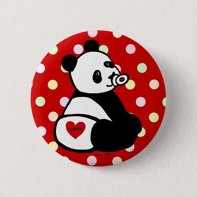Baby Panda Cartoon Pinback Button (Front)