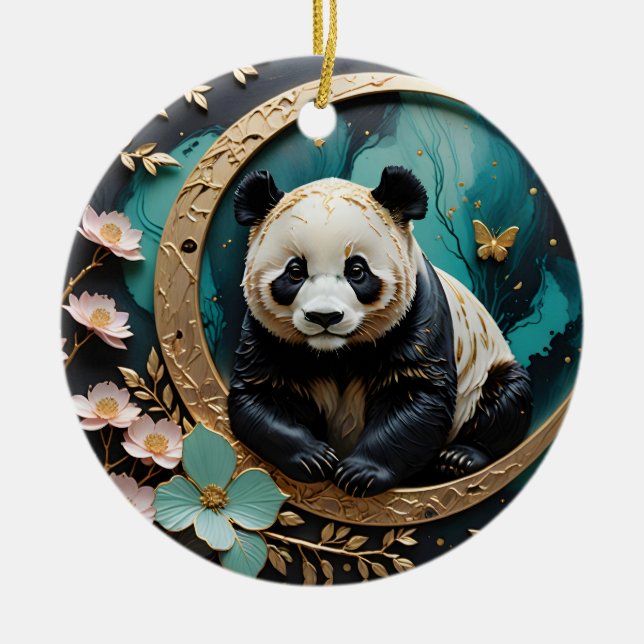 Baby Panda  Ceramic Ornament (Front)