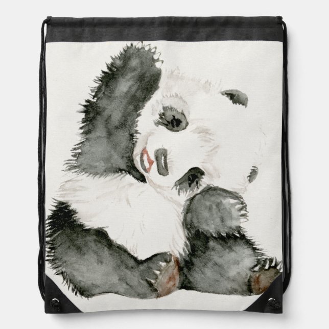 Baby Panda | Cute & Furry Drawstring Bag (Front)