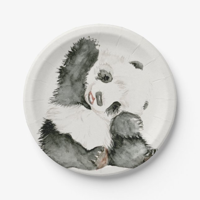 Baby Panda | Cute & Furry Paper Plates (Front)