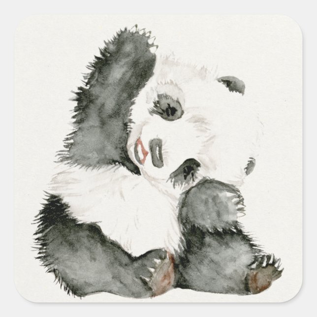 Baby Panda | Cute & Furry Square Sticker (Front)