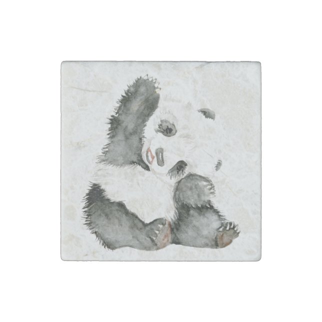 Baby Panda | Cute & Furry Stone Magnet (Front)