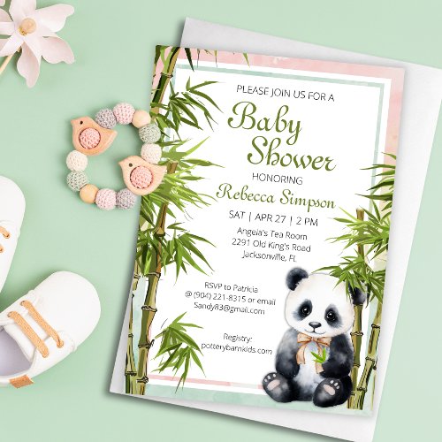 Baby Panda Gender Neutral Baby Shower Invitation