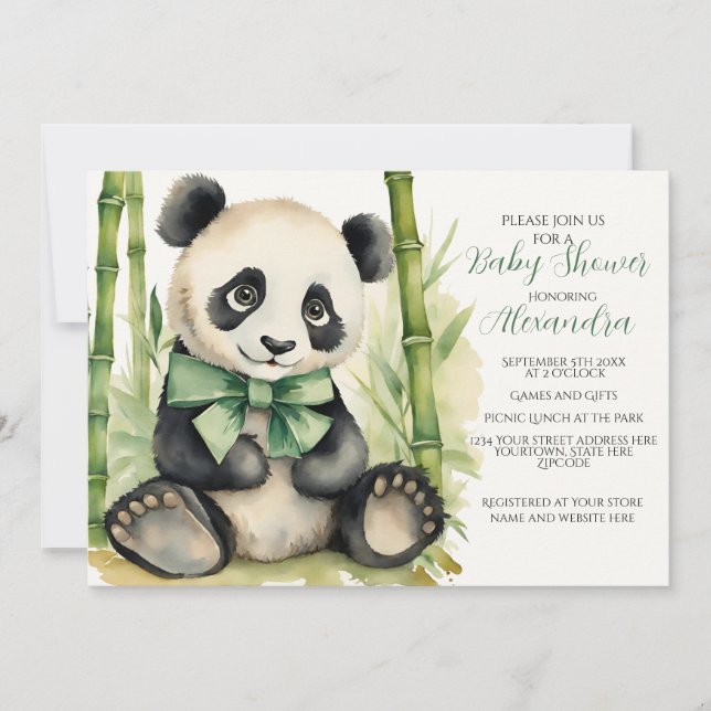 Baby Panda Gender Neutral Baby Shower Invitation (Front)