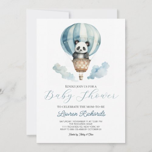 Baby Panda Hot Air Balloon Baby Shower Invitation