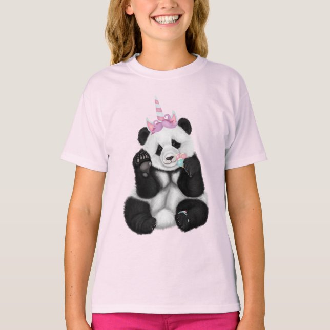 Baby panda in unicorn hat T-Shirt (Front)