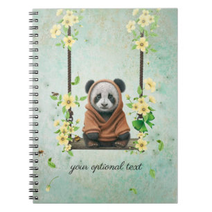 Baby Panda on Swing Spiral Photo Notebook