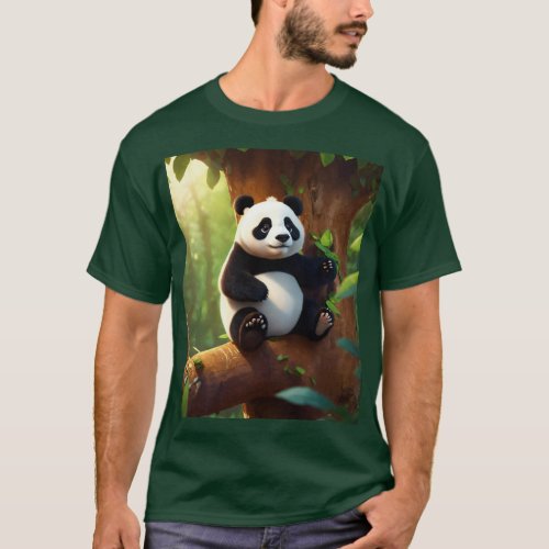 Baby Panda on Tree T_Shirt