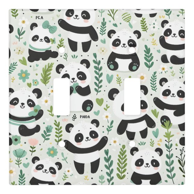 Baby Panda Pattern Light Switch Cover (Front)