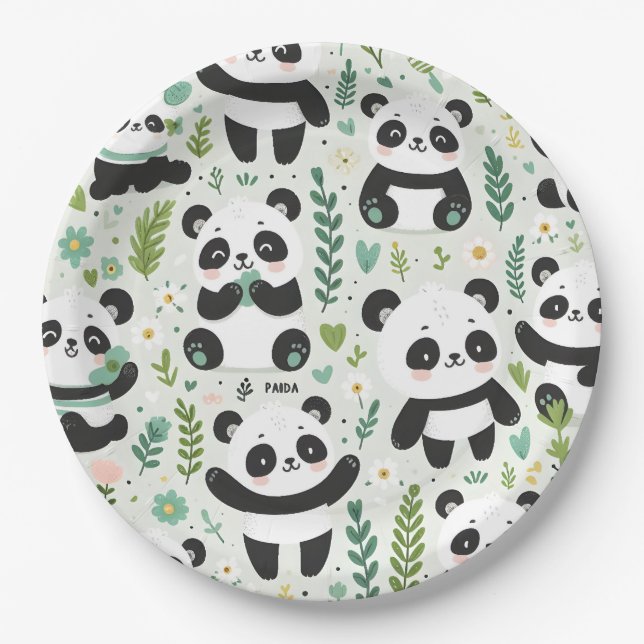 Baby Panda Pattern Paper Plates (Front)