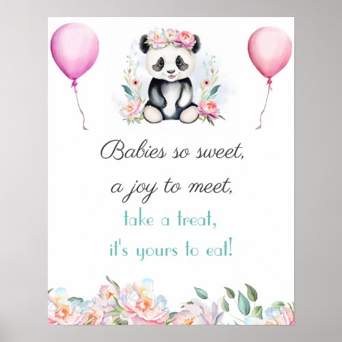 Baby Panda Peonies Jungle Baby Dessert Poster