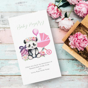 Baby Panda Peonies Jungle Baby Gift Registry Enclosure Card