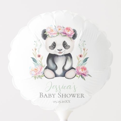 Baby Panda Peonies Jungle Baby Shower Balloon